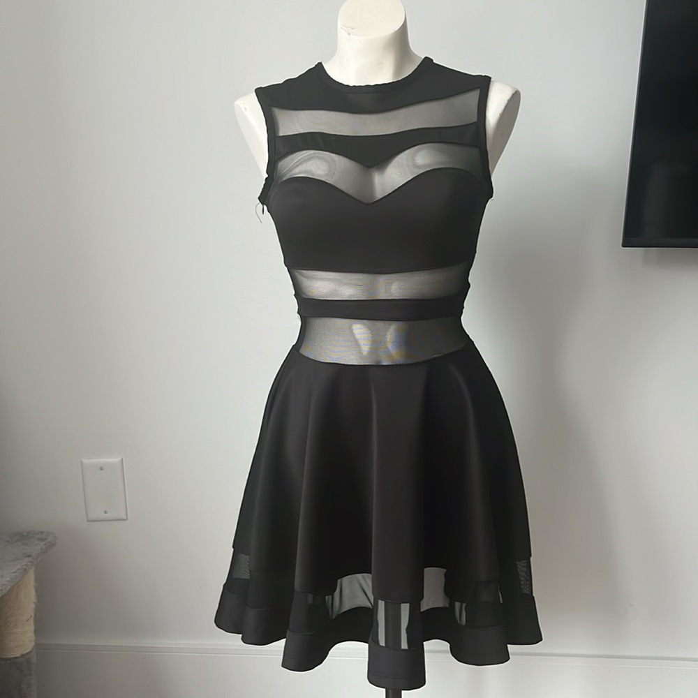 Black Dress with Mesh Cutouts